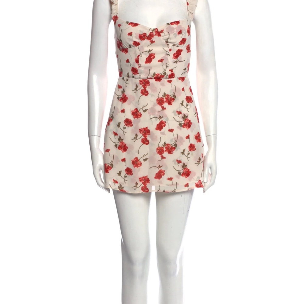 Reformation Red Floral Mini Dress XS coquette Rare Print sold out